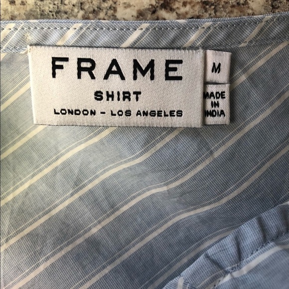 Frame Striped V-Back Button-down Blouse - Picture 2 of 9